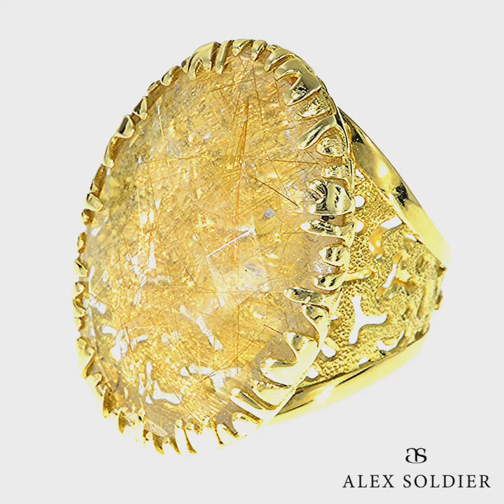 Alex Soldier Fine Lace Ring with Rutilated Quartz