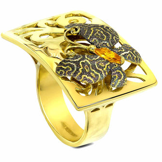 Alex Soldier Gold Butterfly Ring with Citrine
