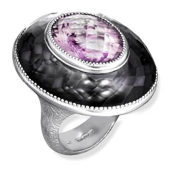 Silver Galactica Ring with Rose de France Amethyst