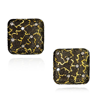 Diamond Gold Lava Mushroom Stud Earrings