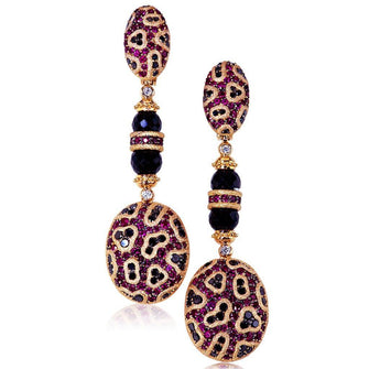 RUBY AND DIAMOND ROSE GOLD FINE LACE DROP EARRINGS