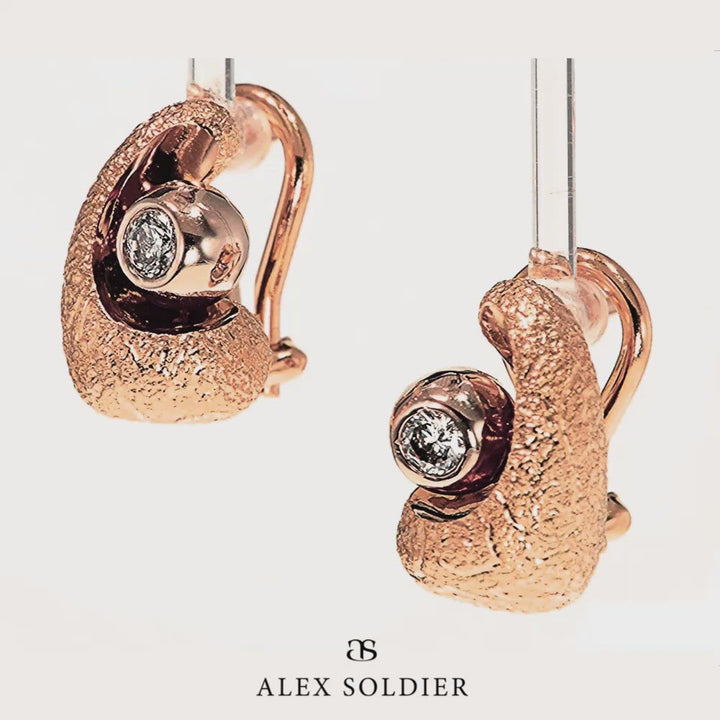 Diamond Rose Gold Modern Art Earrings