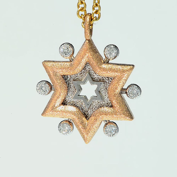 Alex Soldier Diamond Star of David in Rose and White Gold