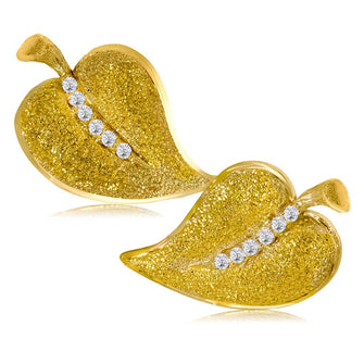 Alex Soldier Gold Leaf Earrings with Silvermist Diamonds