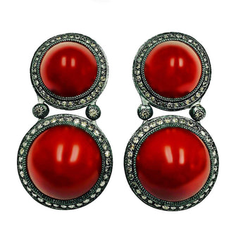 Alex Soldier Silver Symbolica Clip-on Earrings with Carnelian & Diamonds