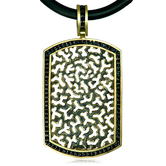 Alex Soldier Gold Diamond Contrast Tag Pendant/Necklace On Cord