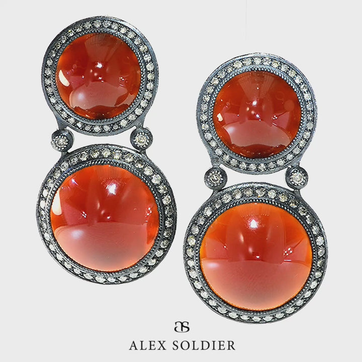 Alex Soldier Silver Symbolica Clip-on Earrings with Carnelian & Diamonds