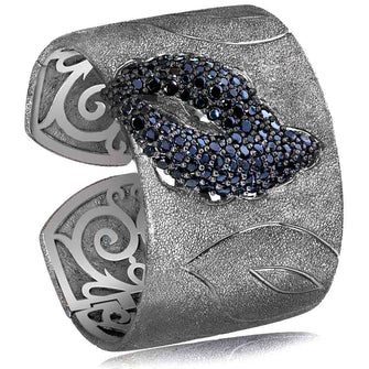 Silver Leaf Cuff Bracelet with Spinel