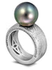 Grey Pearl Black Diamonds Gold Triple Earrings