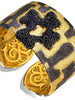 Spinel Sterling Silver Gold Crossroad Pattern Cuff Bracelet