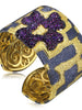 Rhodolite Garnet Sterling Silver Gold Crossroad Cuff Bracelet