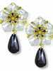 Alex Soldier Gold Blossom Convertible Earrings with Carved Mother Of Pearl & Spinel