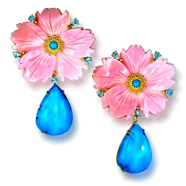 Blossom Convertible Earrings with Turquoise and Car