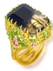 Gold Blossom Ring with Quartz, Peridot & Sapphire
