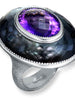 Silver Galactica Ring with Amethyst, Hematite & Quartz