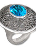 Silver Galactica Ring with Blue Topaz