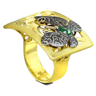 Alex Soldier Gold Butterfly Ring with Tourmaline