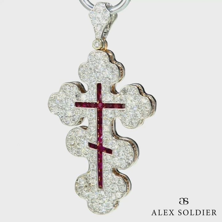 Byzantine crosses - Hinged geometric carving Large Greek cross pendant