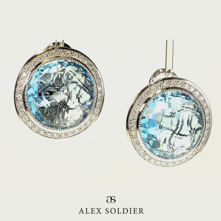 BLUE TOPAZ AND DIAMONDS GOLD SYMBOLICA EARRINGS