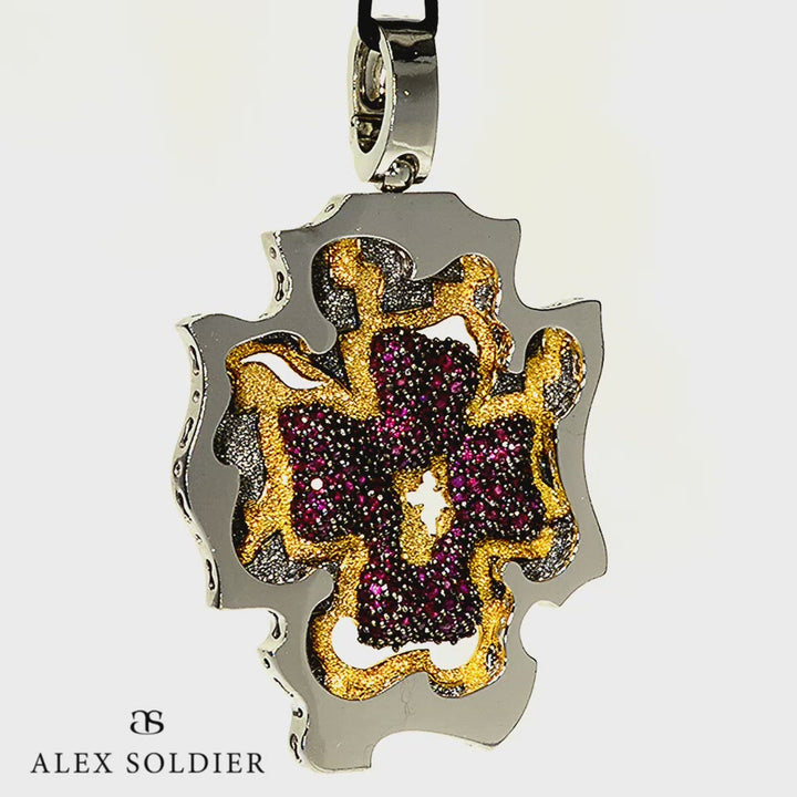 Alex Soldier Grand Cross Pendant/Necklace with Rubies
