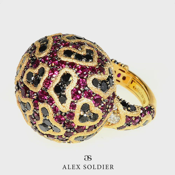 RUBY AND DIAMOND ROSE GOLD FINE LACE RING