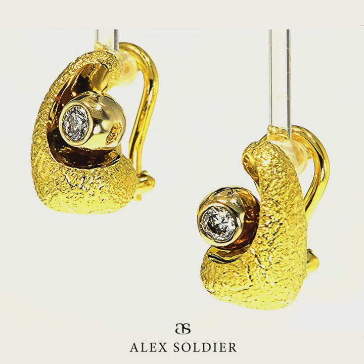 Diamond Gold Modern Art Earrings