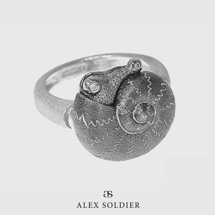 DIAMOND AND SILVER LITTLE SNAIL RING