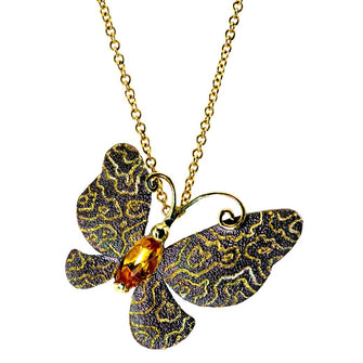 ALEX SOLDIER GOLD CITRINE BUTTERFLY PENDANT PIN