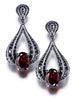 Blackened Gold Twist Earrings With Garnet, Black Diamonds And Spinel
