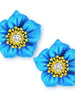 Alex Soldier Gold Baby Blossom Earrings with Carved Turquoise & Diamonds