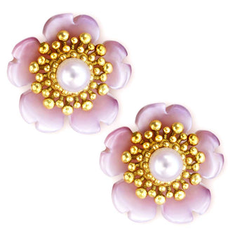 Alex Soldier Gold Baby Blossom Earrings with Pearls