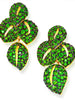 Alex Soldier Gold Sunflower Green Leaf Earrings