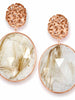 Rose Gold Moneta Drop Earrings with Rutilated Quartz
