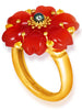 Gold Blossom Ring with Carnelian & Sapphire