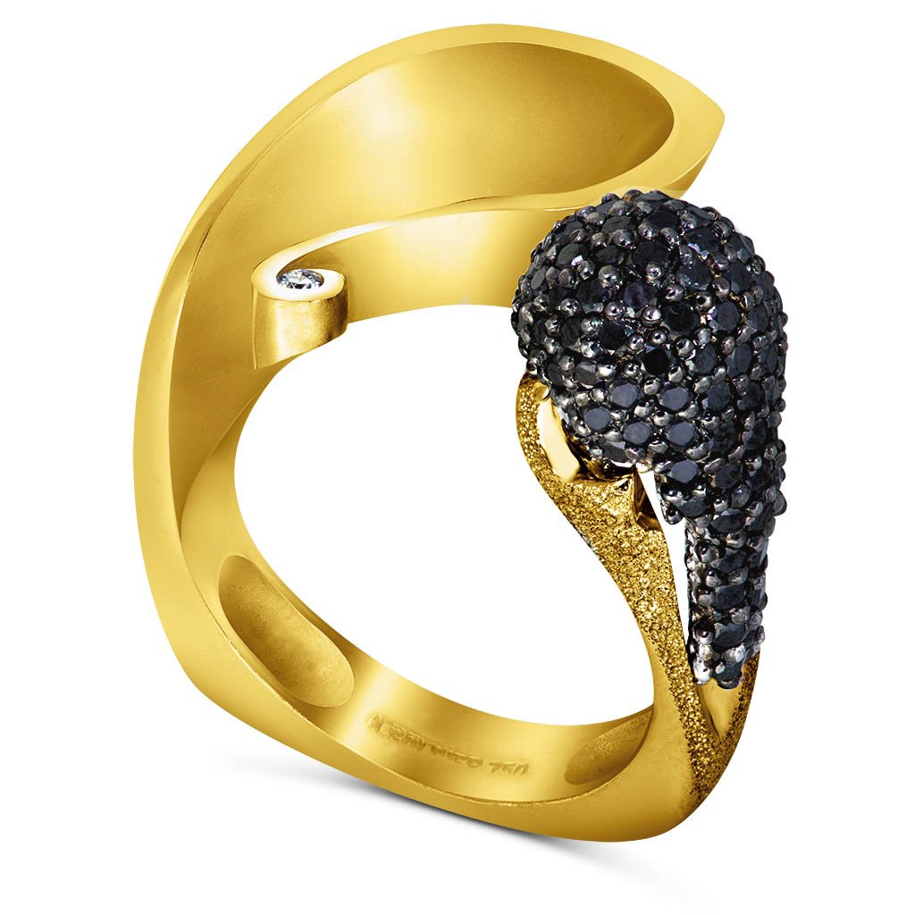 Gold Calla Ring with Black Diamonds – Ale...