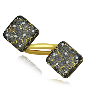 Diamond Gold Lava Mushroom Ring