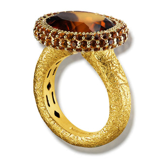Madeira Citrine Cocktail Ring In Yellow Gold