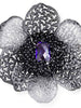 Amethyst Black Spinel Sterling Silver Rhodium Coronaria Brooch Pendant