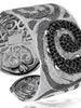 SPINEL SWIRL PATTERN CUFF BRACELET IN STERLING SILVER AND PLATINUM