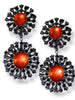 RED AGATE QUARTZ DOUBLET BLACK SPINEL ASTRA DROP EARRINGS IN DARK SILVER