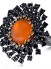 FIRE OPAL, GARNET AND BLACK SPINEL ASTRA RING IN DARK SILVER