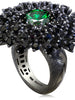 GREEN SWAROVSKI CRYSTAL AND BLACK SPINEL ASTRA RING IN DARK SILVER