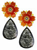 Gold Blossom Convertible Pear Earrings with Carved Carnelian