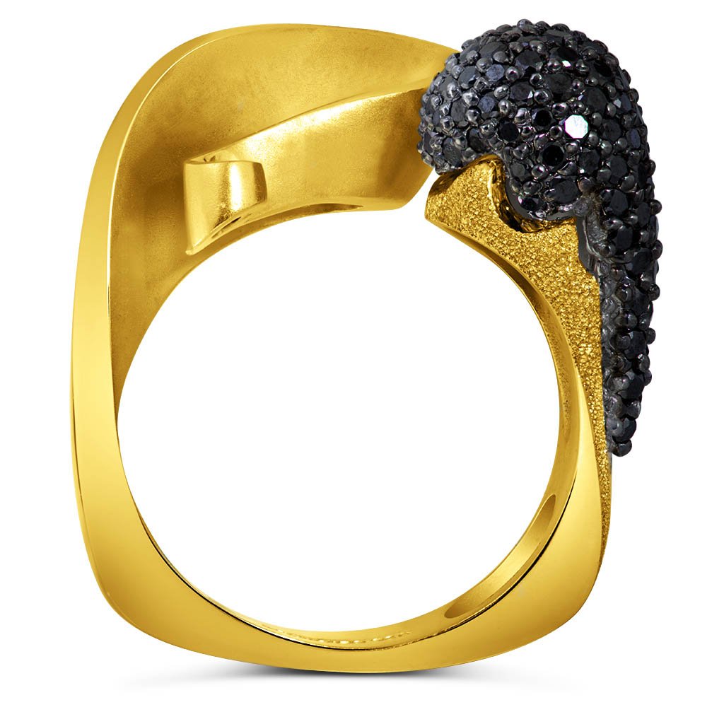 Caliga Ring Gold Calla Ring with Black Diamonds – Ale...