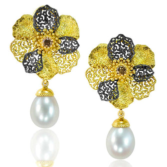 Alex Soldier Coronaria Convertible Earrings with Diamonds & Pearls