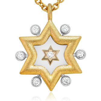Alex Soldier Diamond Star of David in Yellow and White Gold