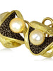 Yellow Pearl Black Diamonds Gold Triple Earrings