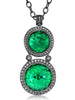 GREEN AGATE, WHITE QUARTZ DOUBLET WITH WHITE TOPAZ SYMBOLICA PENDANT IN OXIDIZED SILVER