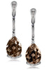 SMOKY QUARTZ AND DIAMOND WHITE GOLD SWAN DROP EARRINGS