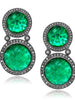 GREEN AGATE, WHITE QUARTZ DOUBLET WITH WHITE TOPAZ SYMBOLICA EARRINGS IN OXIDIZED SILVER